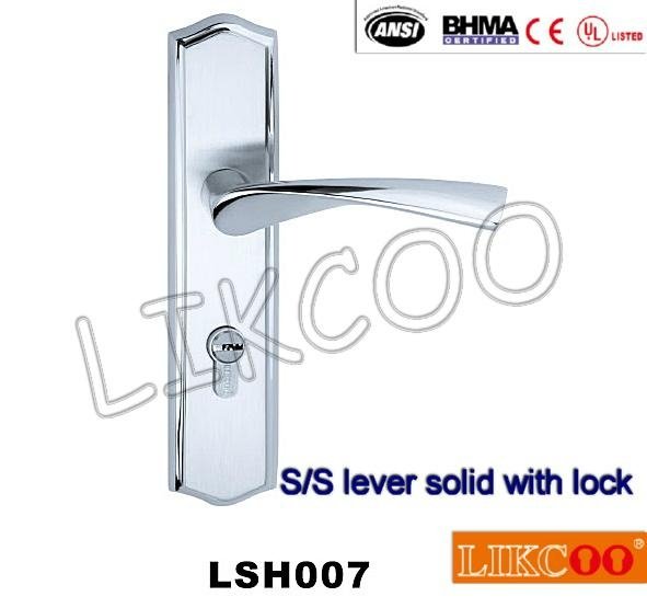 LTH001 European style casting door handle with lock plate 4