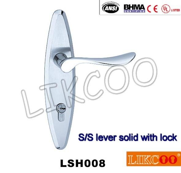 LTH001 European style casting door handle with lock plate
