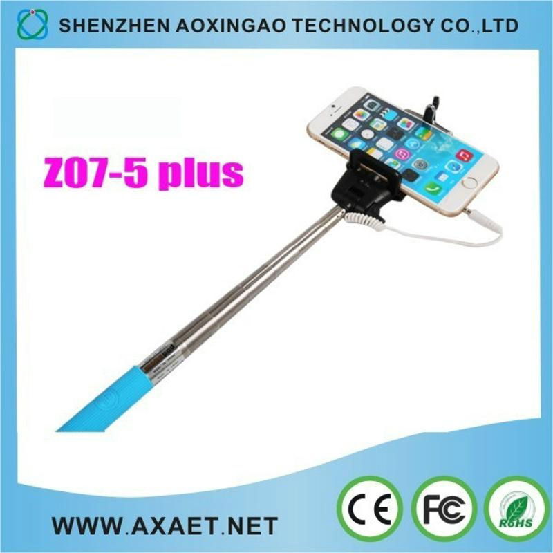 Wired Monopod cable take pole selfie stick with Remote Shutter Button 4