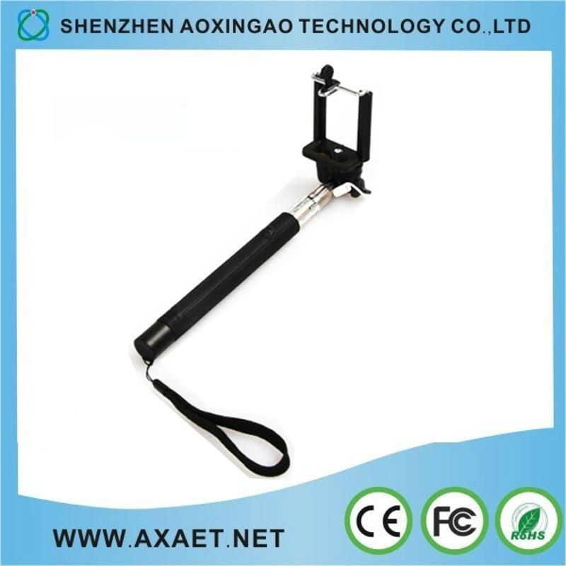 Wired Monopod cable take pole selfie stick with Remote Shutter Button 5