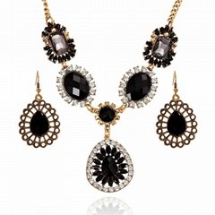 Crystal rhinestone elegant jewelry set with earrings and necklace