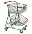 Two-tier shopping cart separates goods