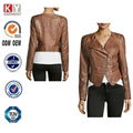 chinese factory mature women wear garment dye pu leather jacket