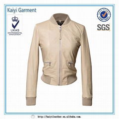 performance wear imitation leather sexy women bomber jacket