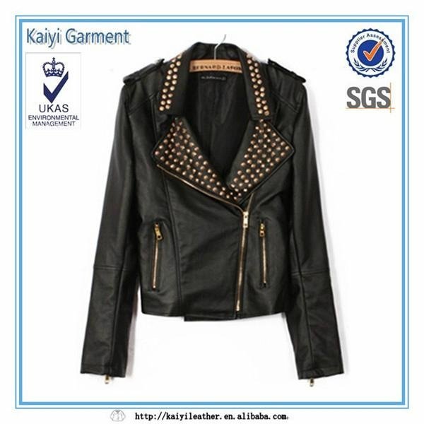 new style china supplier waterproof PU leather jacket with studs
