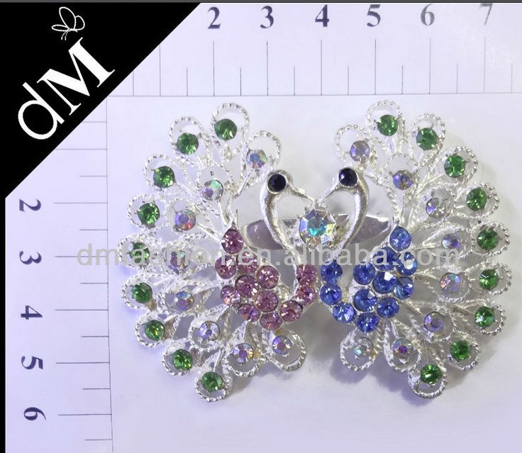 fashion jewelry peacock rhinestone metal brooch