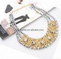 three layered crystal bead chunky necklace jewelry 2