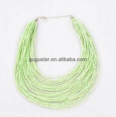 multi layered seed bead chains chunky necklace