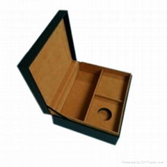 Hand Made Leather  Wood Glasses Box /