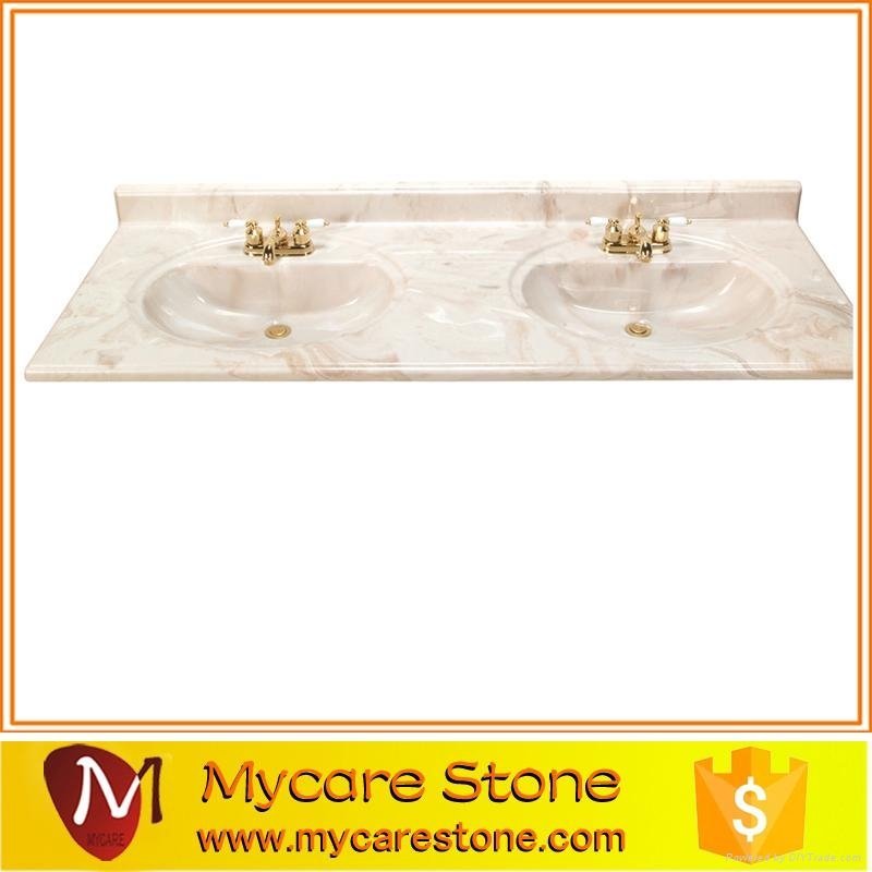  cheap price double sink cultured marble bathroom vanity tops