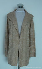 Knitting cardigan with lapel neck