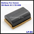 Factory Price LP-E6 digital camera battery for Canon 5D Mark II 5d mark III 60D  2