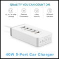 40W 8A 5V 5 Port USB Car Charger 2