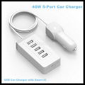 40W 8A 5V 5 Port USB Car Charger