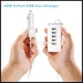 40W 8A 5V 5 Port USB Car Charger 5