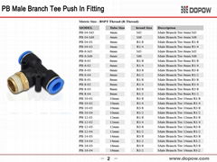 Dopow PB4-02  Pneumatic Fitting Tee Male Branch Type