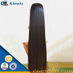 100% virgin long black hair glueless lace front human hair wigs