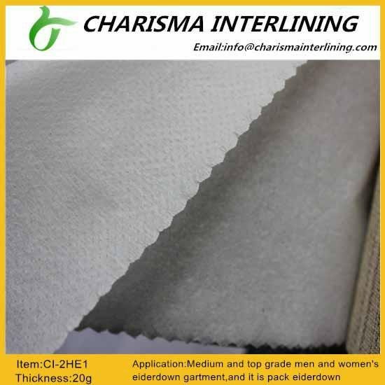 100%polypropylene fiber non woven interlining 2HE1 for woolen and cotton