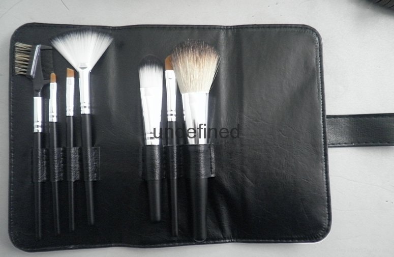 7pcs wood handle makeup brush set face brush cosmetic brush with PU bag 2