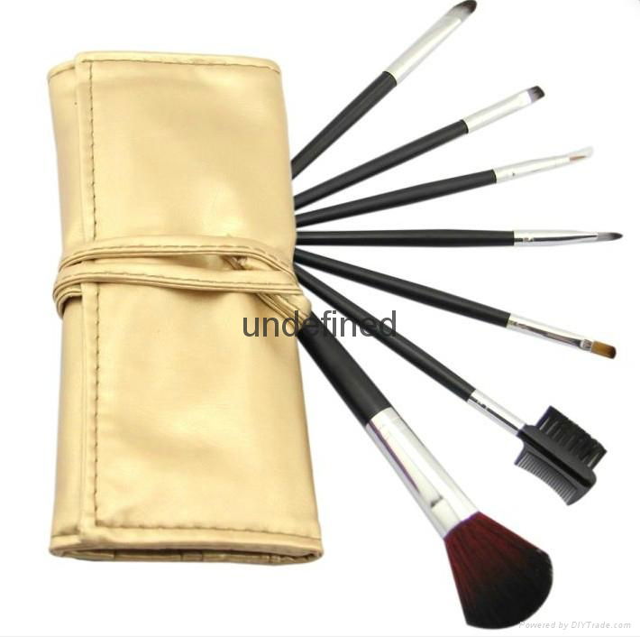 7pcs wood handle makeup brush set face brush cosmetic brush with PU bag 4