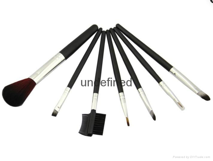 7pcs wood handle makeup brush set face brush cosmetic brush with PU bag 5