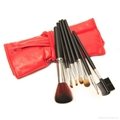 7pcs wood handle makeup brush set face brush cosmetic brush with PU bag 7