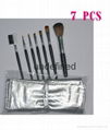 7pcs wood handle makeup brush set face brush cosmetic brush with PU bag 12