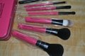 7pcs wood handle makeup brush set face brush cosmetic brush with metal box 7