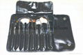 9pcs wood handle makeup brush set face brush cosmetic brush（Black leather bag） 3