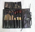 9pcs wood handle makeup brush set face brush cosmetic brush（Black leather bag） 4