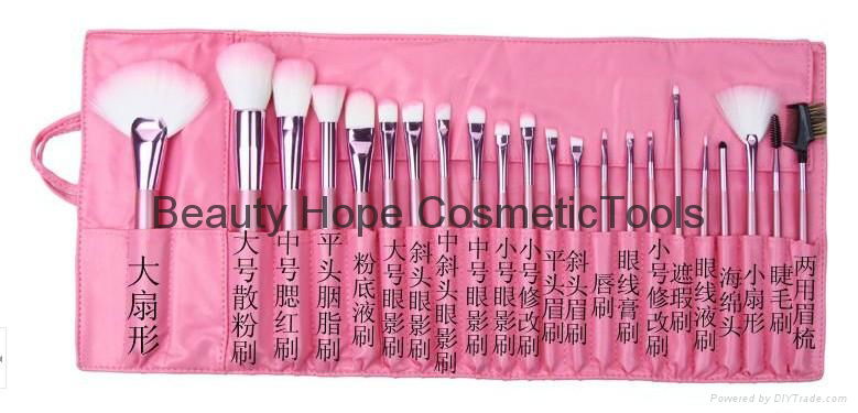 22pcs wood handle makeup brush set face brush cosmetic brush pink 5