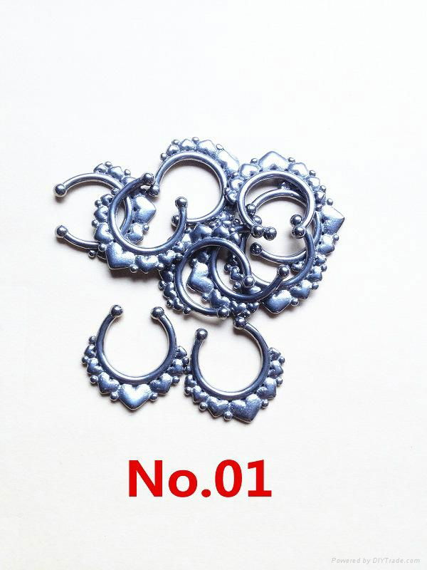 New Arrival Stainless Steel Nose Ring Piercing Non Piercing Nose Septum Ring 3