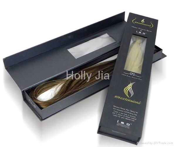 Matt Black Hair Extension Packaging Box with Magnet & Clear Window