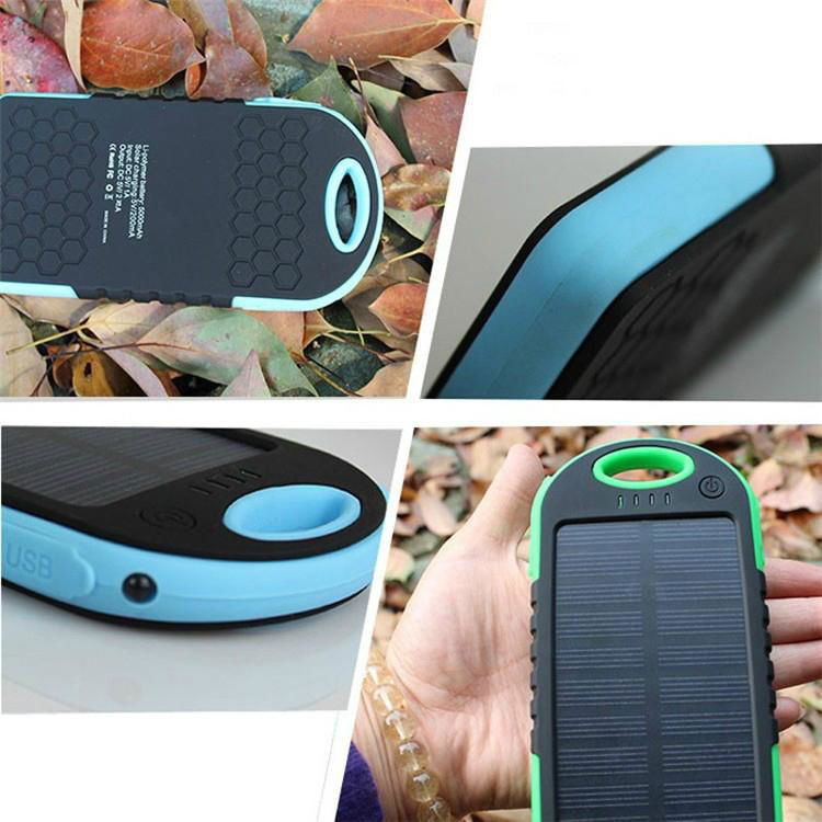 2016 Solor Charger 5000mah Portable Waterproof Solar Power Bank Backup Powerbank 3