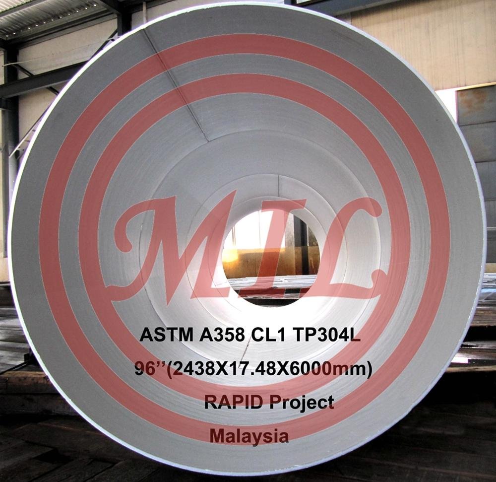 ASTM A358 TP304L CL1 RB WELDED STAINLESS STEEL PIPE