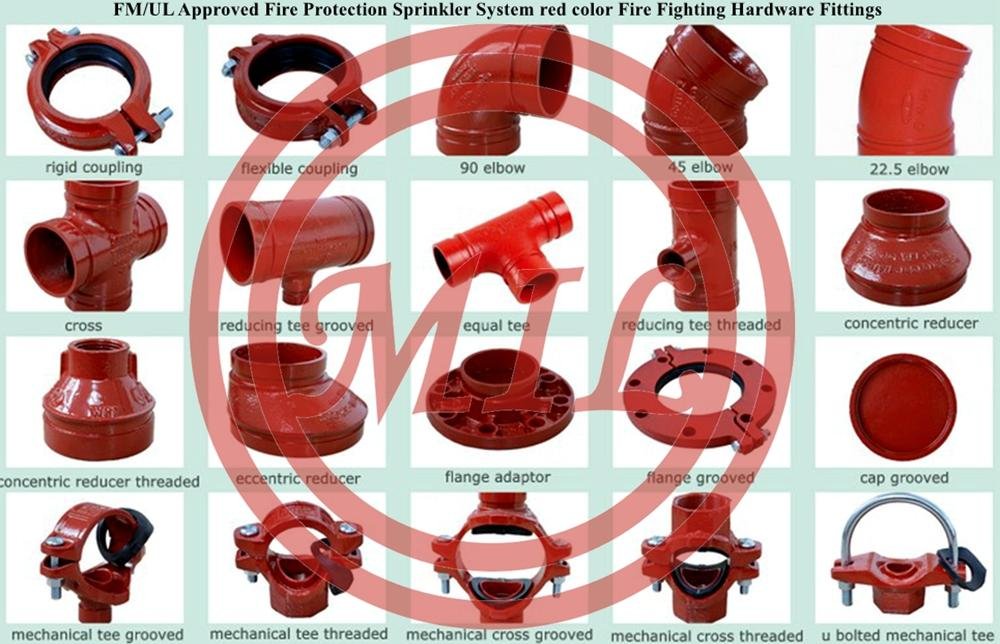FM UL Approved Fire Protection Sprinkler System red color Fire Fighting Hardware Fittings