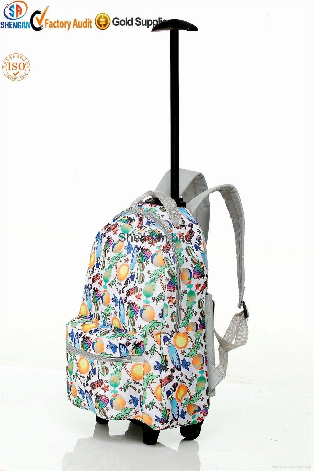 600D polyester printing cheap school trolley bags for boy school trolley backpac