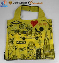 colorful heat transfer printing 210D folding shopping bag for promotion item