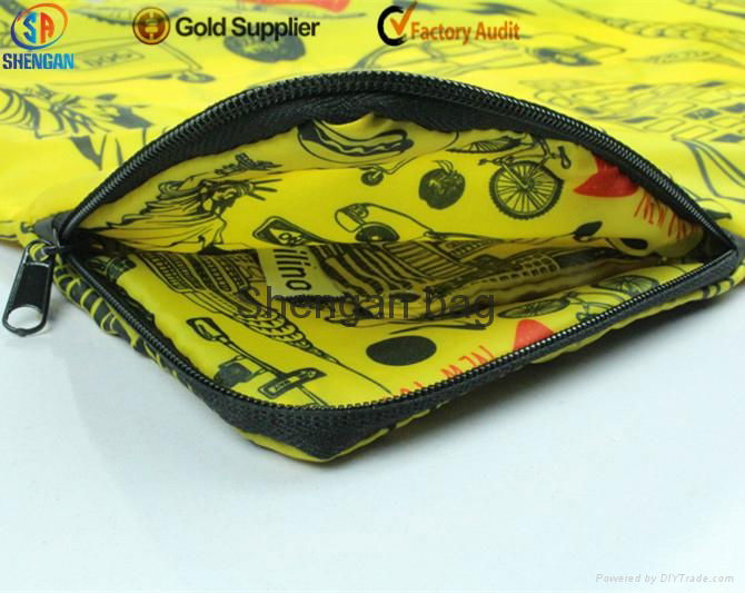 colorful heat transfer printing 210D folding shopping bag for promotion item 2