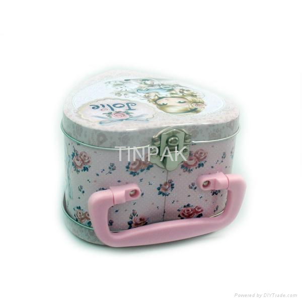 pink heart tin box for chocolate 2