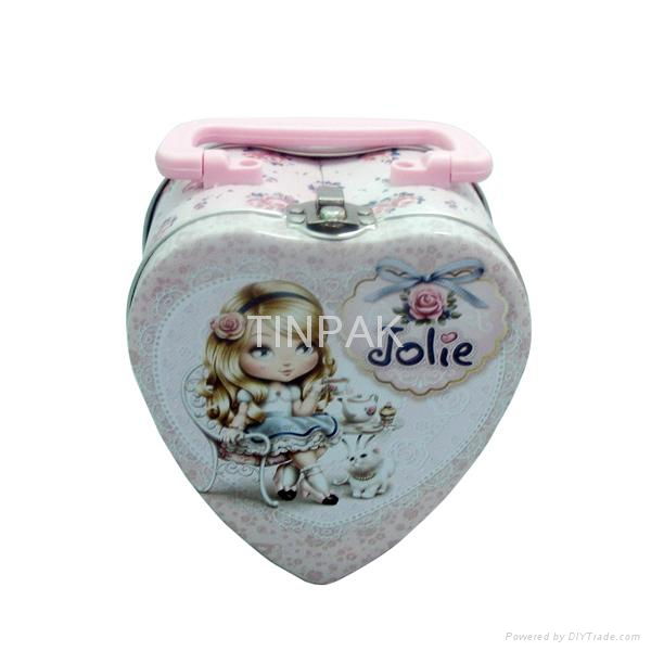 pink heart tin box for chocolate
