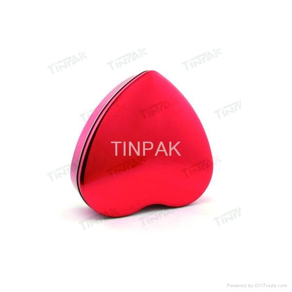 customized design heart shaped food tin container