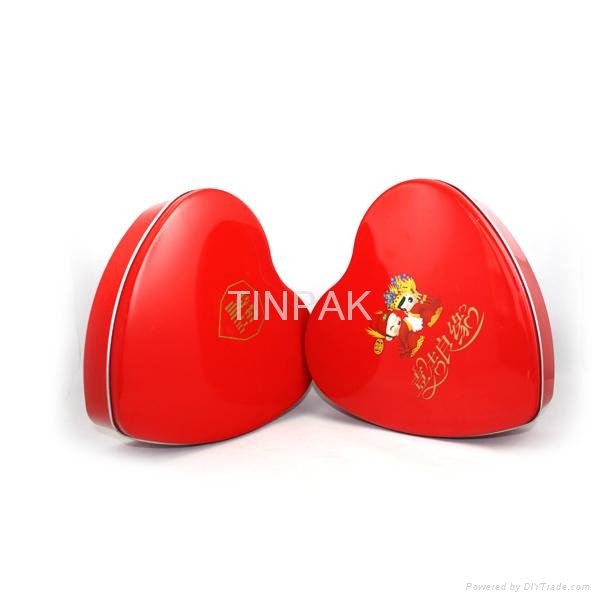customized design heart shaped food tin container 2