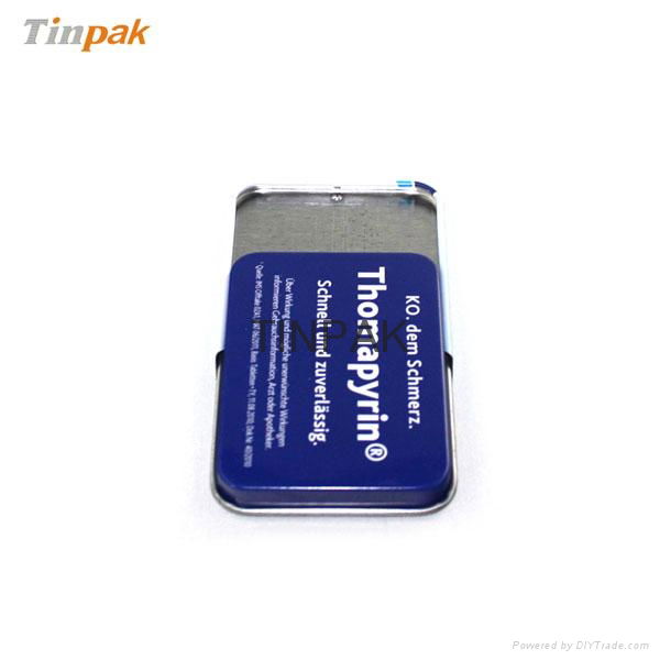 rectangular pill tin can with slide lid 2