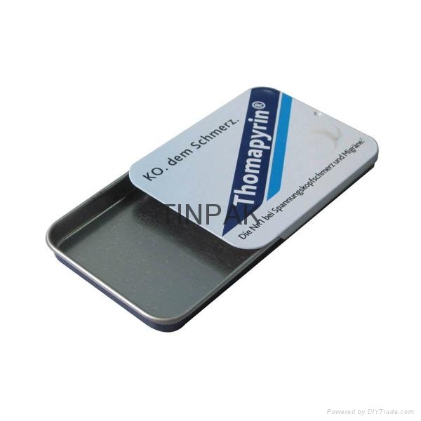 rectangular pill tin can with slide lid 3