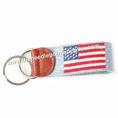 AMERICAN FLAG NEEDLEPOINT KEY FOB