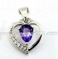 925 Sterling Silver Heart Shape Charms Pendants 2