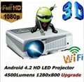 4500lumens Android 4.2 1080P LED Projector Wifi Full HD 3D Home Theater TV Video