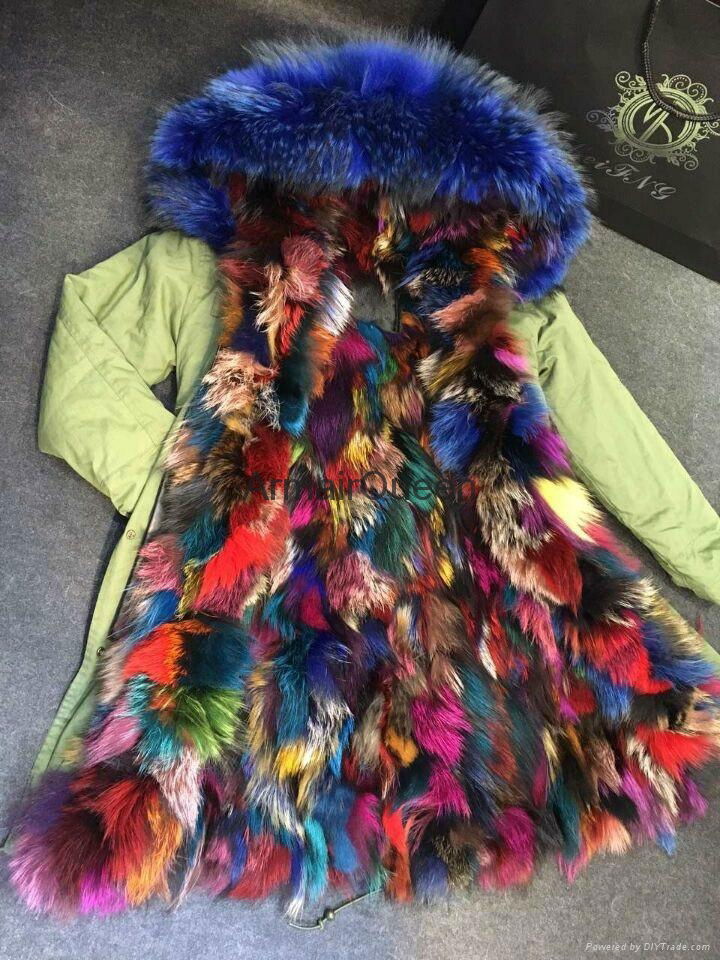 Fox Muiltcolor Fashion Real Fur Jacket,Natural Fox Fur Winter Jacket Lakeblue Re