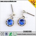 Popular latest fashion noble blue diamond fashion jewelry earring 